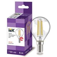 Лампа свд 220В E14 7Вт 3000К 840лм шар G45 прозрачная филамент IEK 