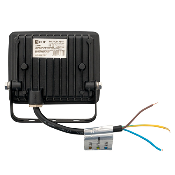 Прожектор свд 20Вт 6500К 1600лм черный IP65 110° Luma EKF FLL-3002
